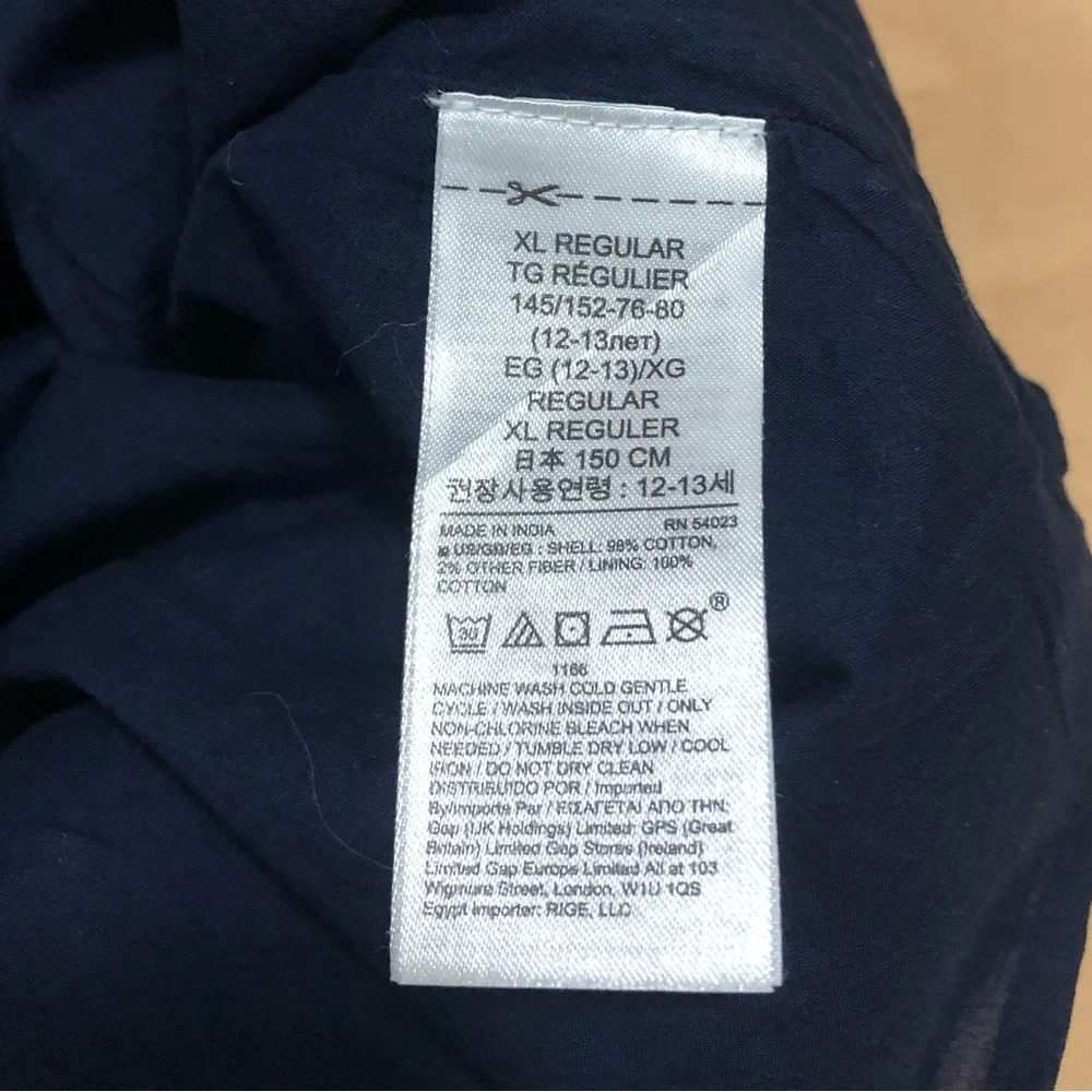 GAP Kids Metallic Dot Dress Navy Blue Long Sleeve Cotton Girls XL.